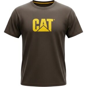 Caterpillar CAT Men's Medium Brown Logo Graphic T-Shirt Cotton Short Sleeve